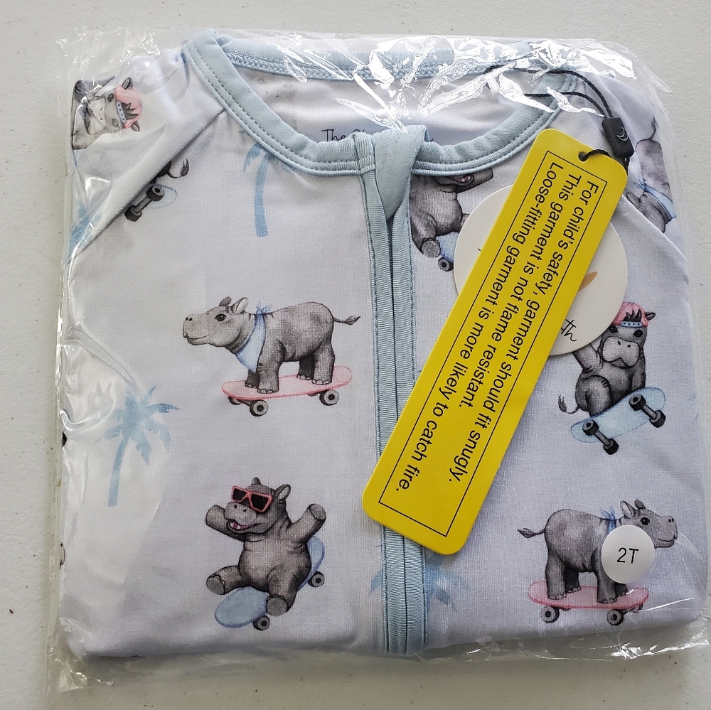 💤 Sleepy Sloth Hippo Pajamas – Size 2T